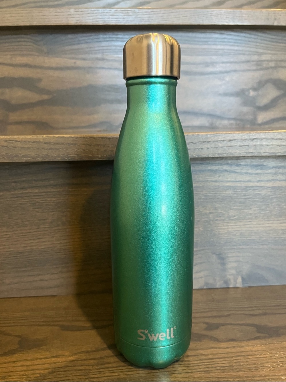 S'well Metallic Teal Green Insulated Bottle with Silver Cap